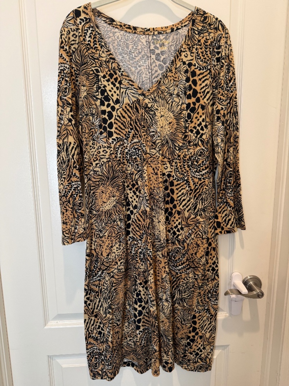 NWOT Lilly Pulitzer Long-Sleeved Wild Cat Print Dress, XL